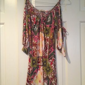 Multi colors off shoulder mini dress