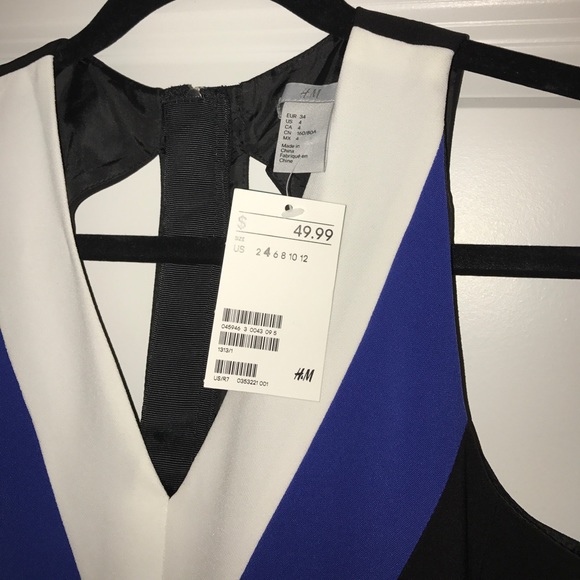 NEW With tags H&M black white and blue dress - Picture 3 of 4