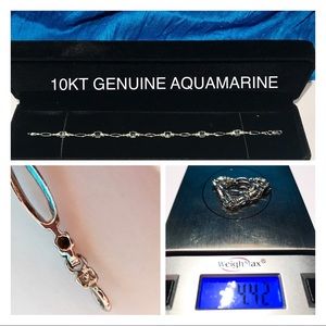 10K GENUINE AQUAMARINE VINTAGE TENNIS BRACELET