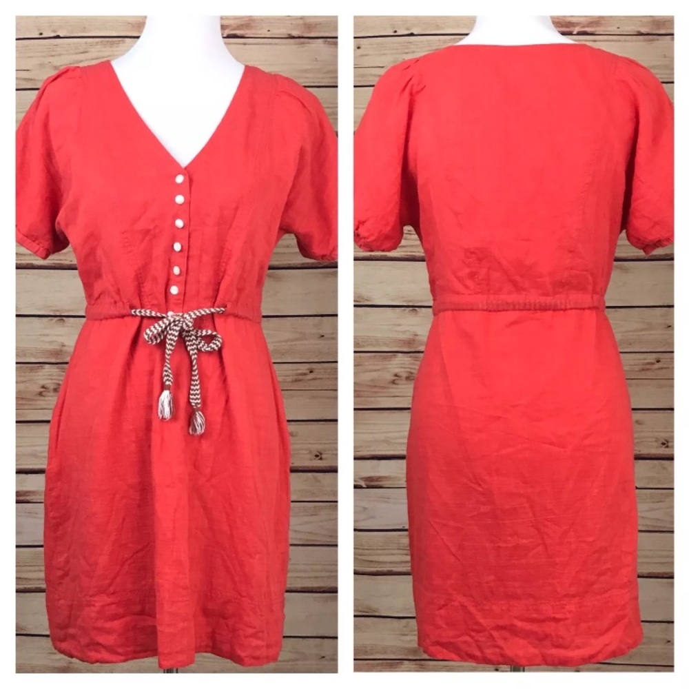 J Crew Rumi V Neck Braided Drawstring Dress