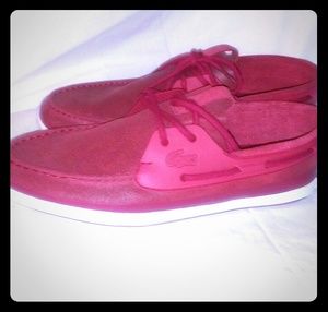 Lacoste mens red leather shoes size 10