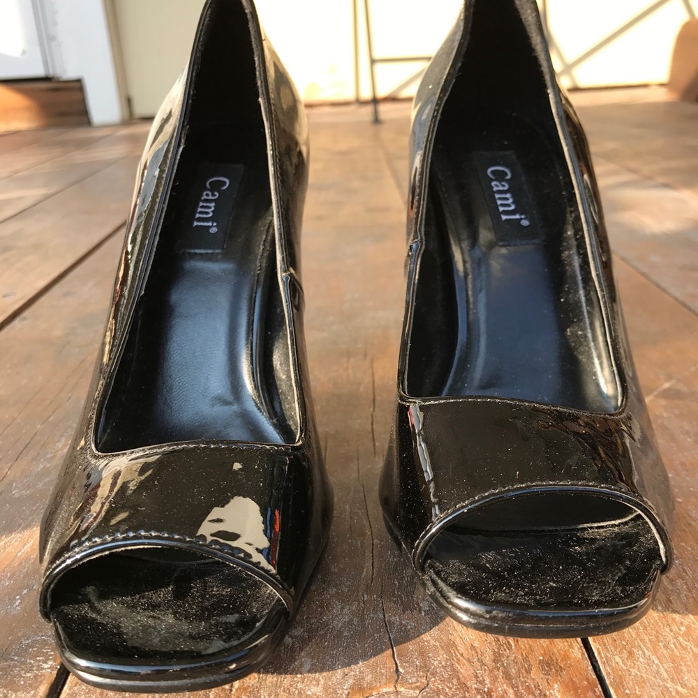 Ladies black slip ons