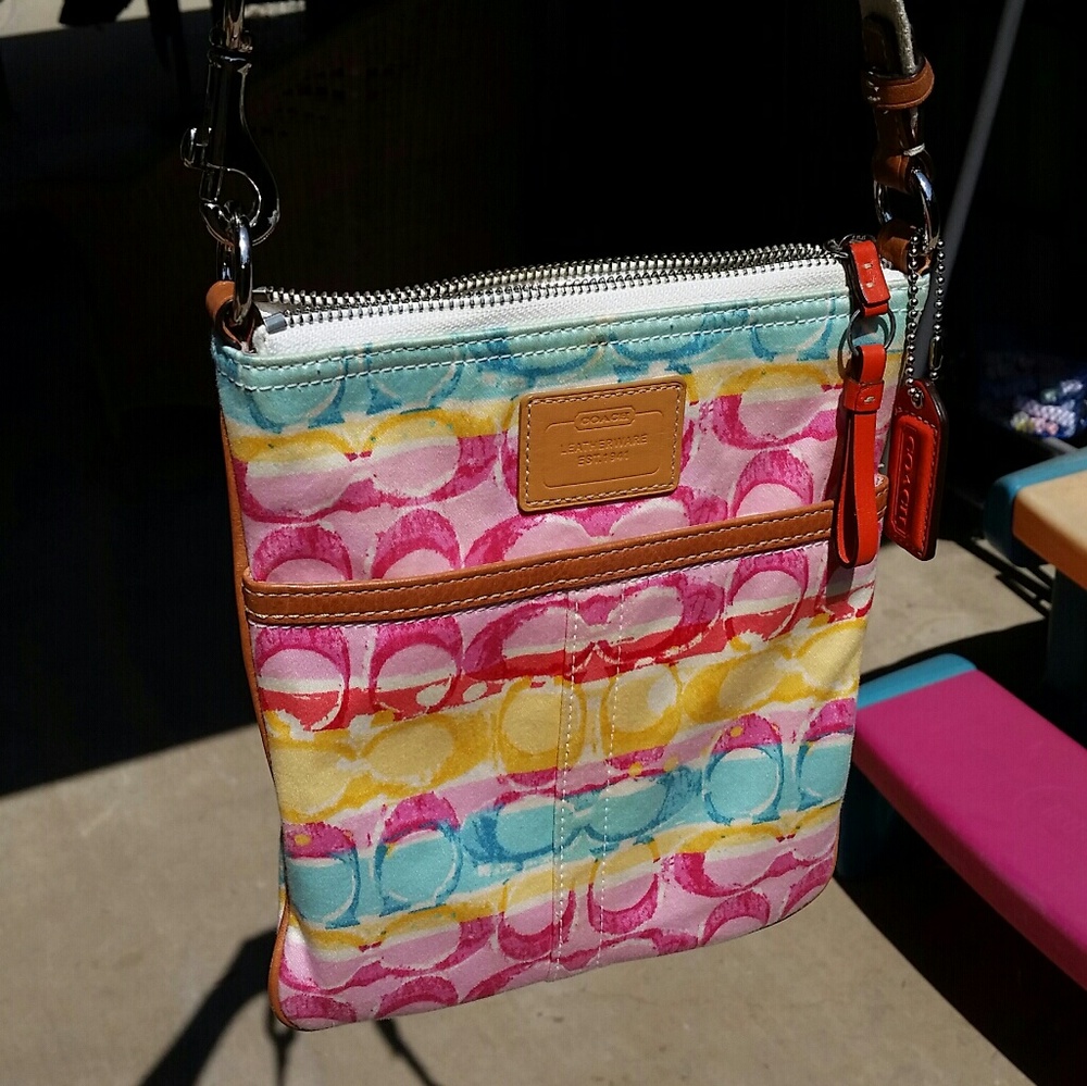 Authentic COACH. small canvas cross body bag