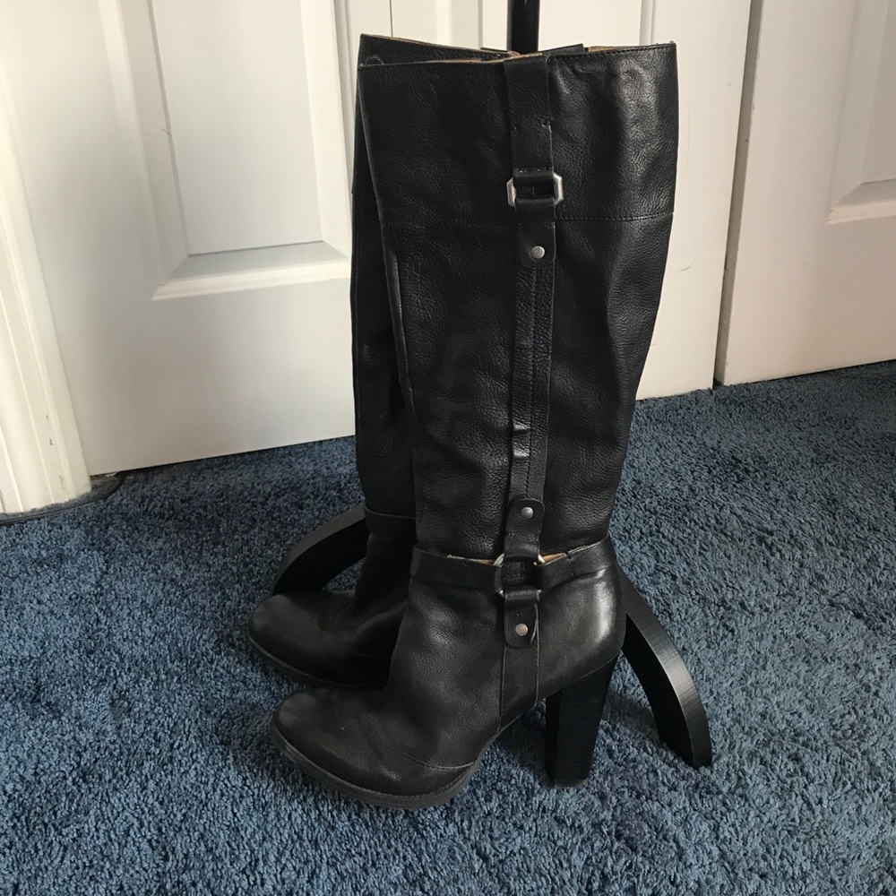 Nine West tall black leather boots