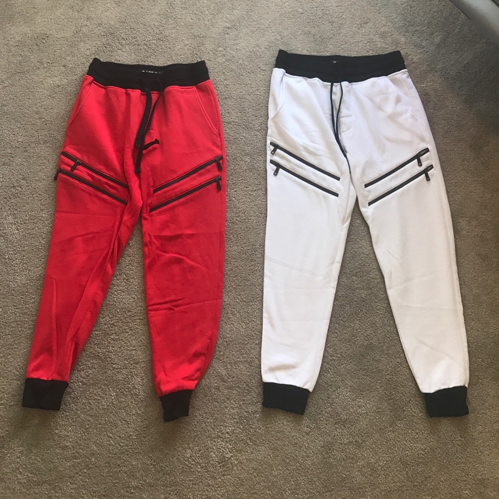 Two pairs of joggers- red and white