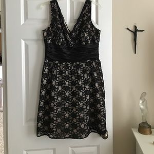 Black and cream lace cocktail dress
