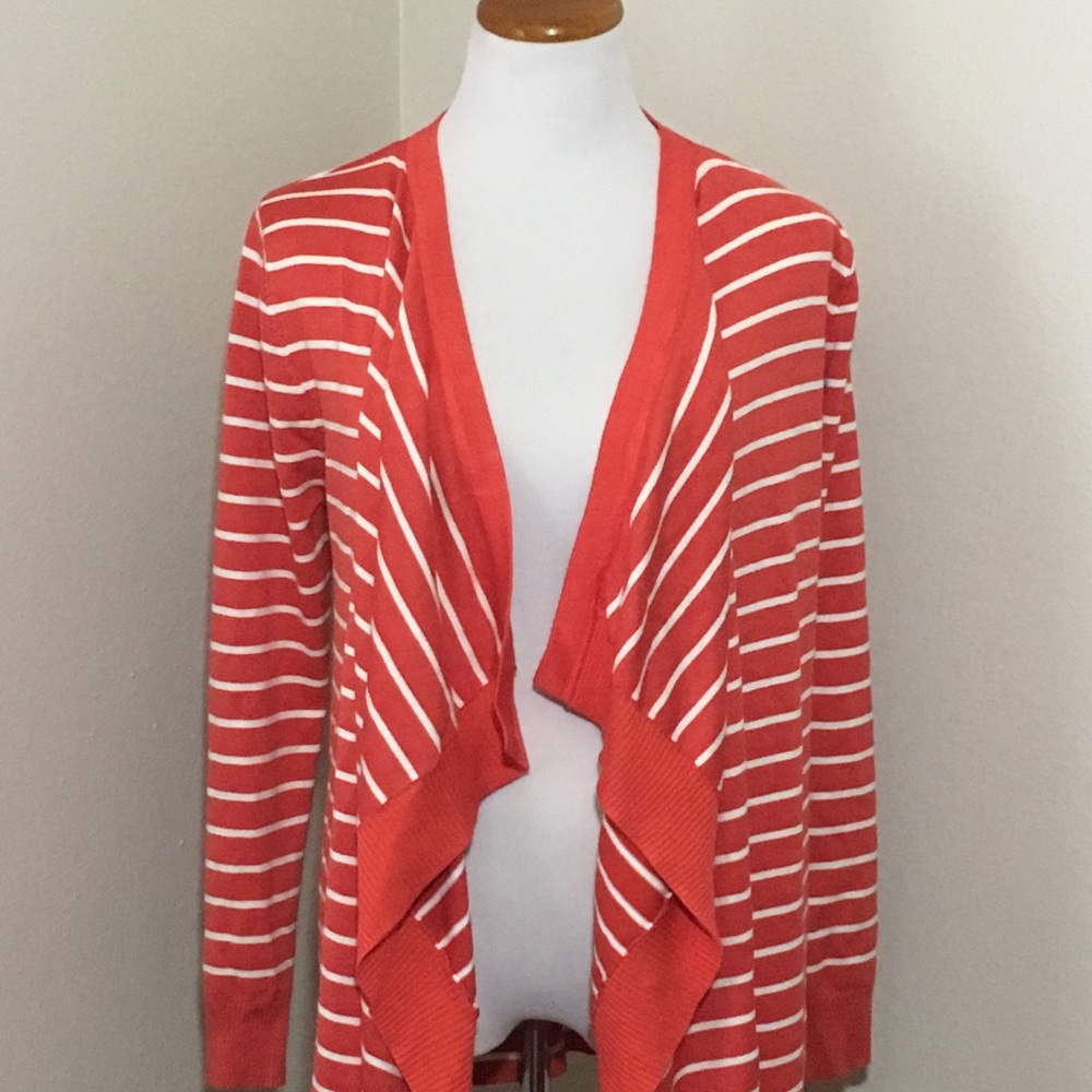 Orange & Ivory Striped cardigan. - Picture 3 of 5