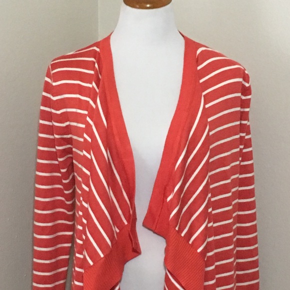Orange & Ivory Striped cardigan. - Picture 2 of 5