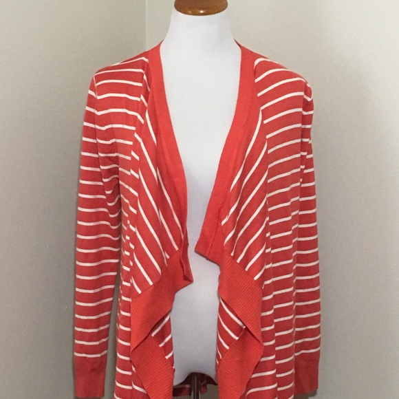 Orange & Ivory Striped cardigan. - Picture 3 of 5