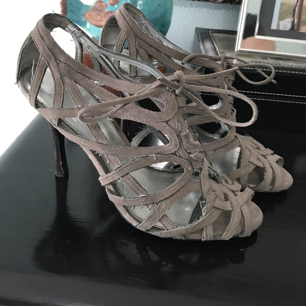 Calvin Klein, suede, cage style heels. S7