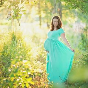 Mint Green Maternity Long Gown- Size Small