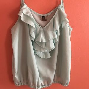 Beautiful teal tank top with ruffles