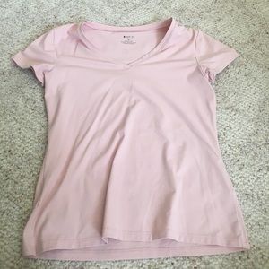 Blush pink short sleeved v neck top