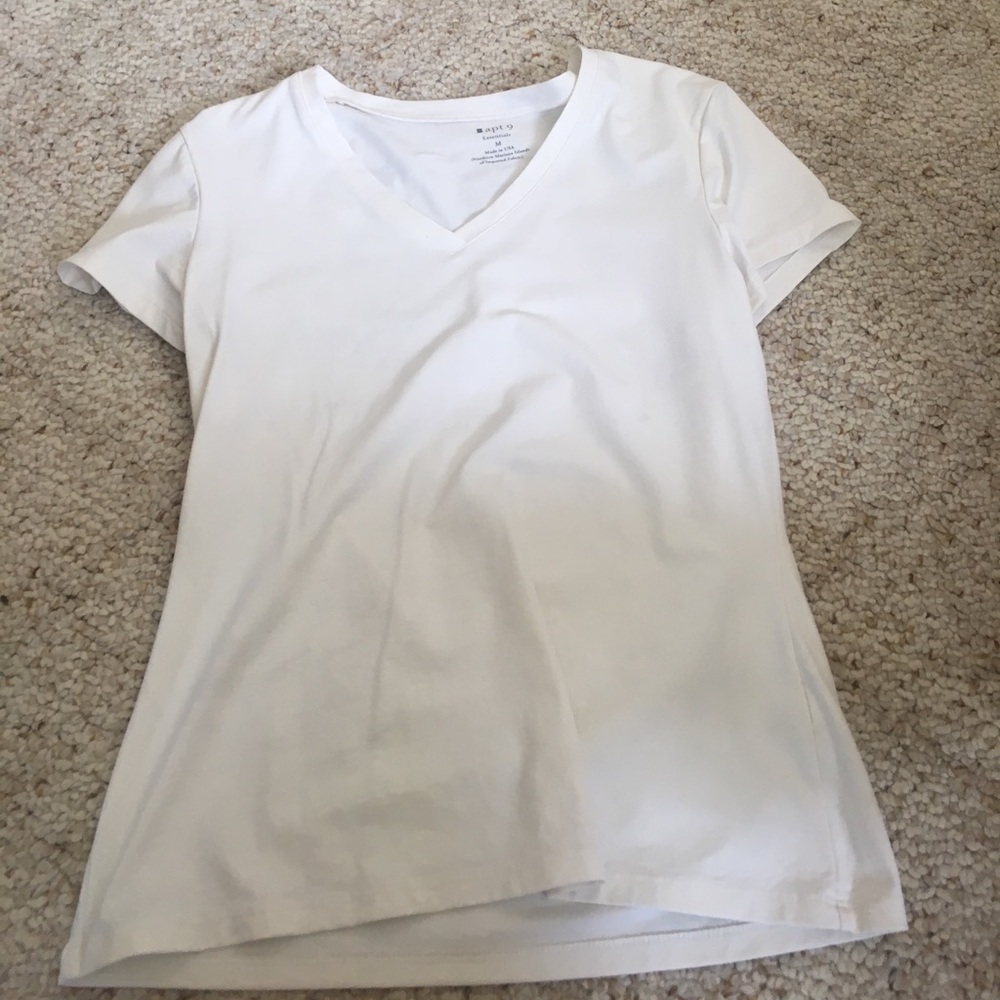 White short sleeved v neck top
