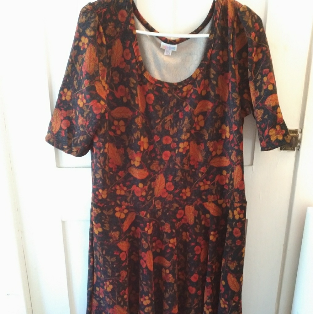 Lularoe 3x nicole dress autumn pattern