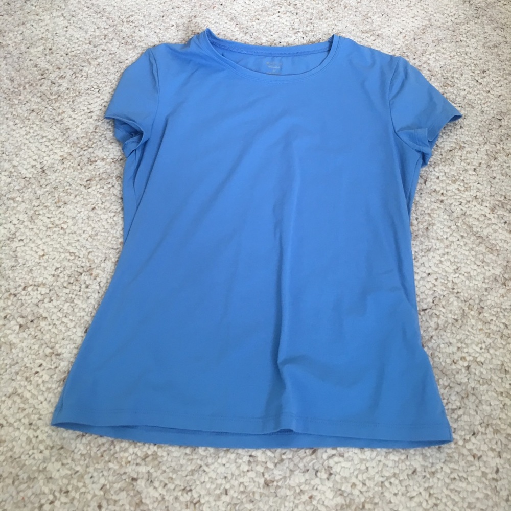 Blue short sleeved crew neck