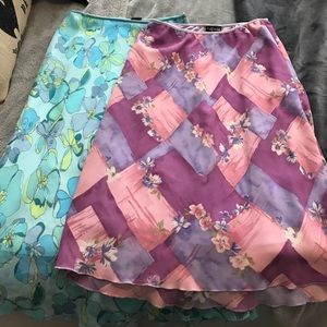 Lot of Two Floral 90s Skirts, L junior and 11/12