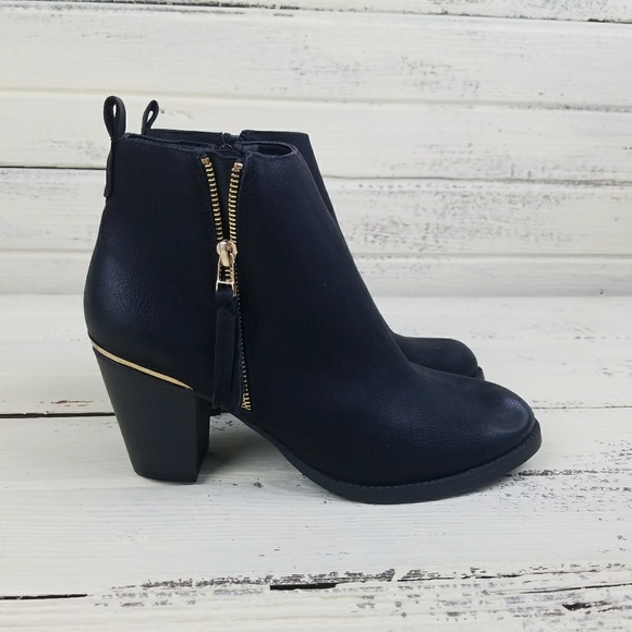 Merona Shoes - Black Booties with Gold Zip by Merona Target 9.5
