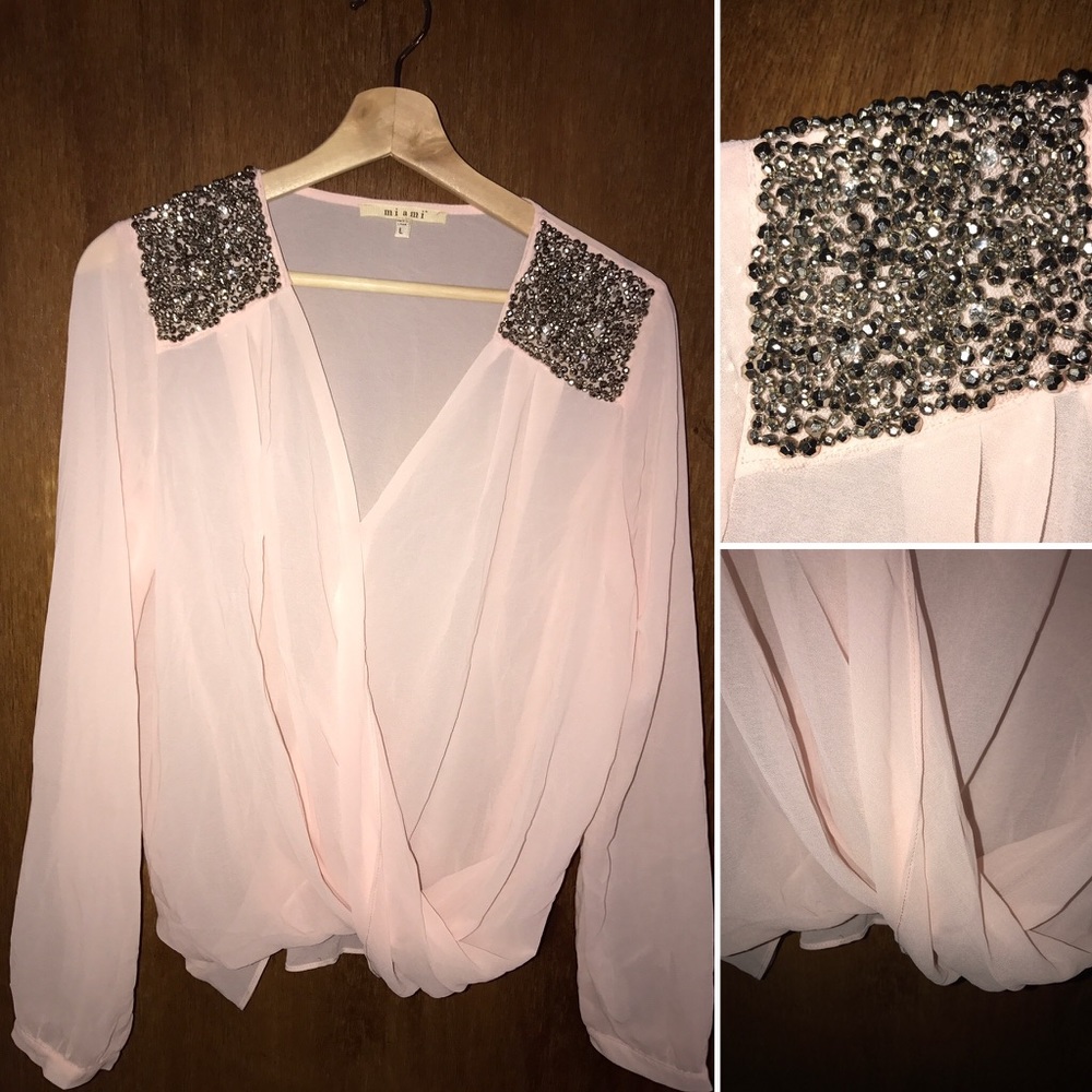 Sheer Bedazzled Blouse