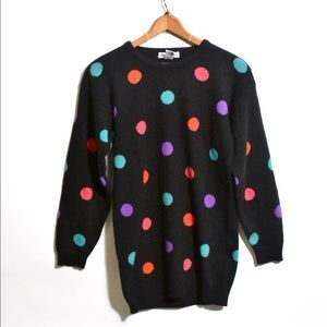 Vintage Polka Dot Sweater Lambswool/angora