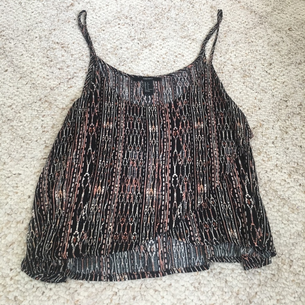 Black and tan spaghetti strapped crop top