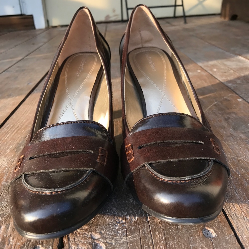 Heeled slip ons