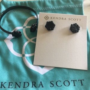 KS set: Arden gunmetal druzy bracelet & macy stud