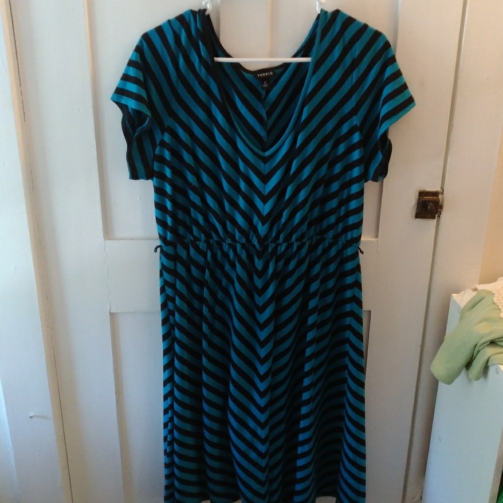 Torrid turquoise & black striped dress
