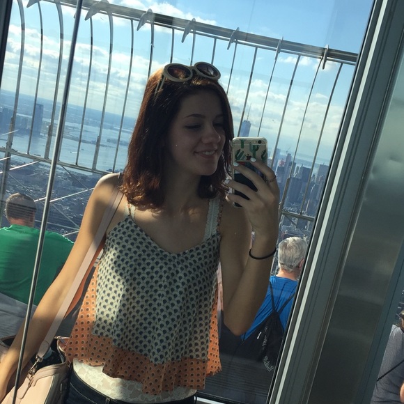 Cream/Orange patterned top - Picture 4 of 7