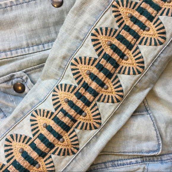 Free People Embroidered Chambray Denim Jacket - Picture 5 of 7
