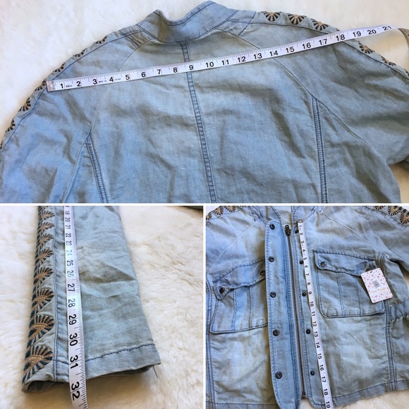 Free People Embroidered Chambray Denim Jacket - Picture 7 of 7