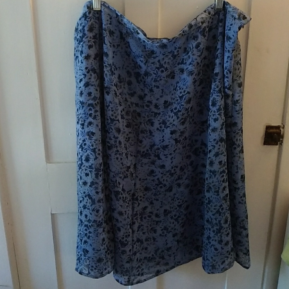 Blue and grey floral skirt