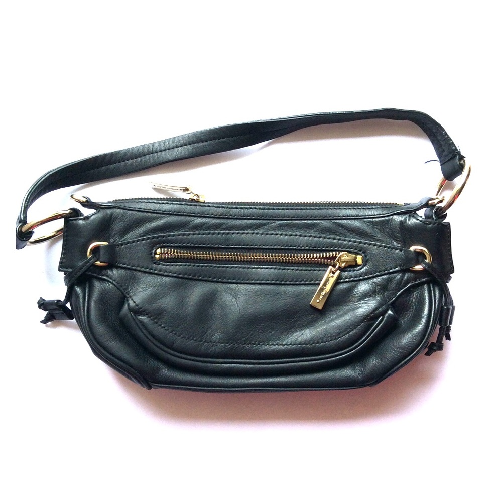 Antonio Melani Soft Black Leather Shoulder Purse