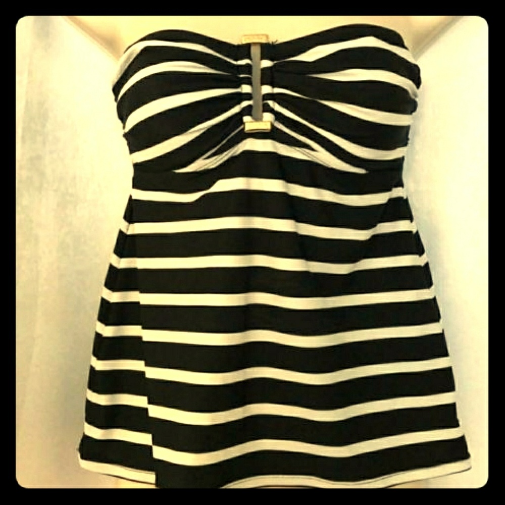 Chaps striped tankini bathing suit top