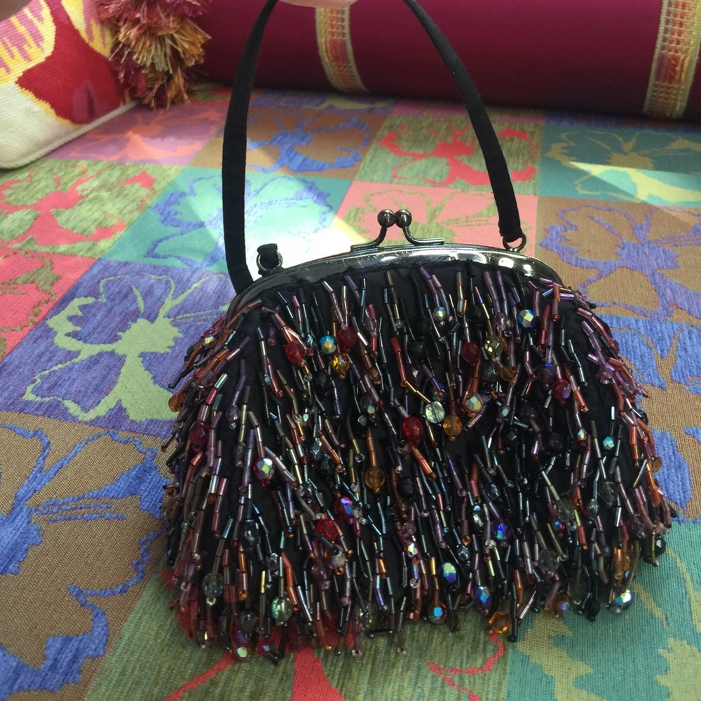 Fun bag for day/evening - adorned w/crystal beads.