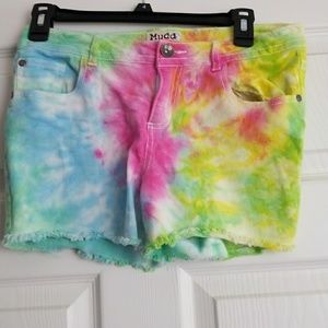 Tie dye Mudd jean shorts