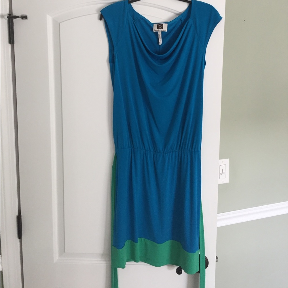 Black and green colorblock dress