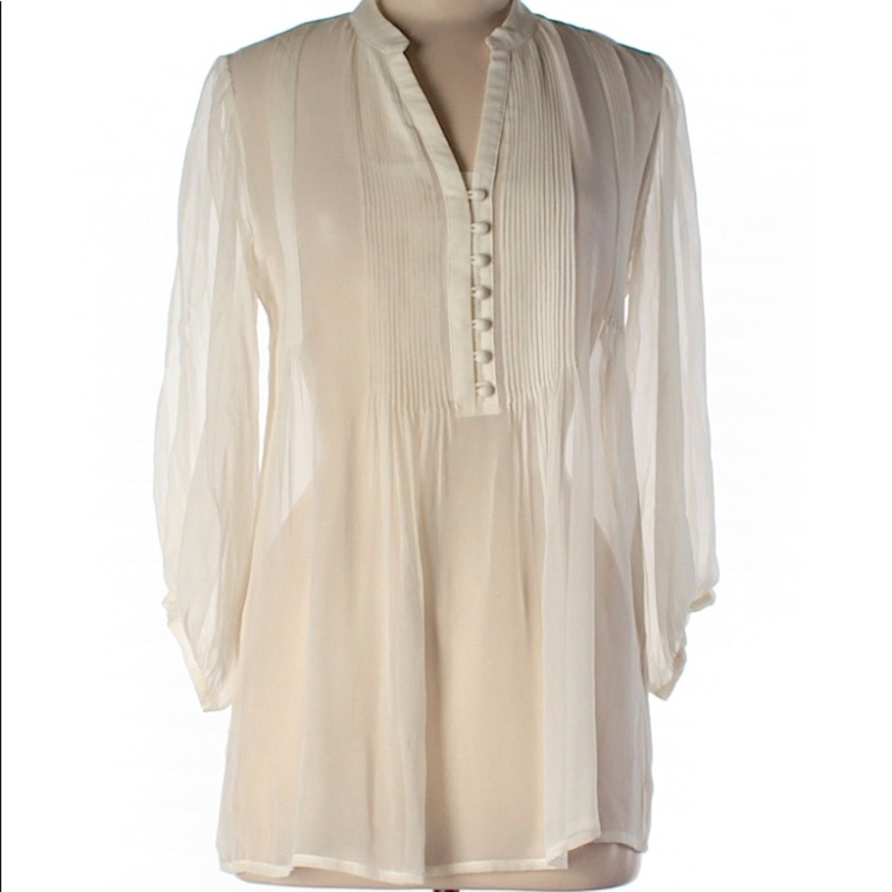 Blue Tassel 100% silk blouse.