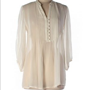 Blue Tassel 100% silk blouse.