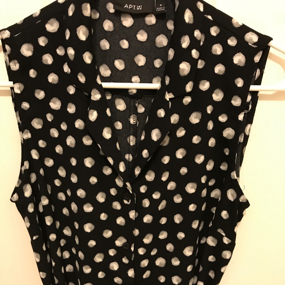 Black and white polka dot button up dress.