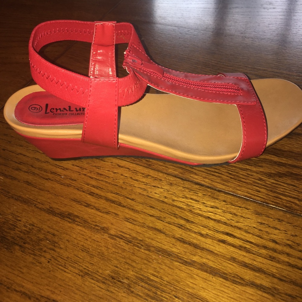 Red zip up sandals