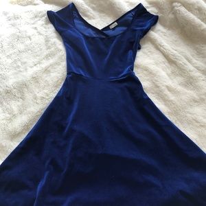 Velvet blue babydoll dress