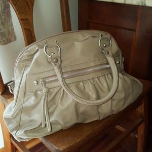 Beige satchel style handbag