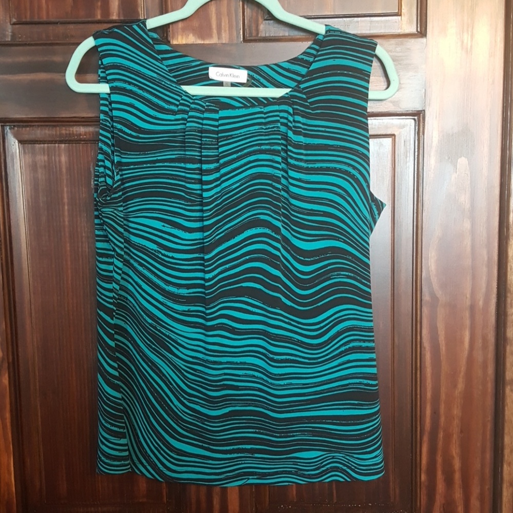 Calvin Klein Turquoise and Black Top