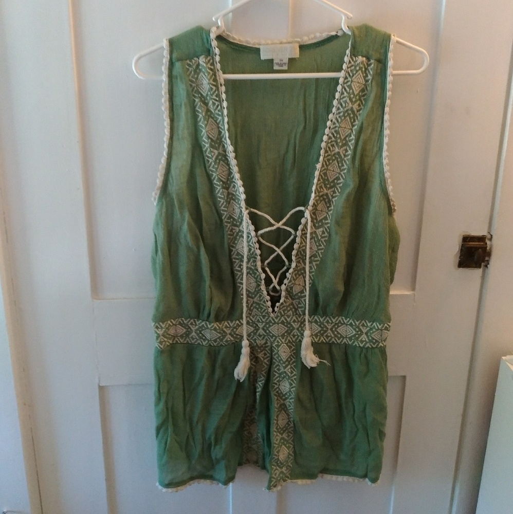 Forever21 sage green top with lacing