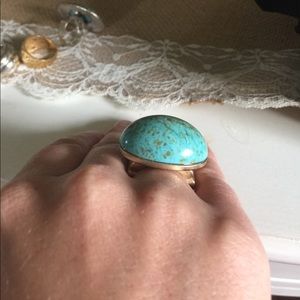 Costume turquoise and gold adjustable ring.