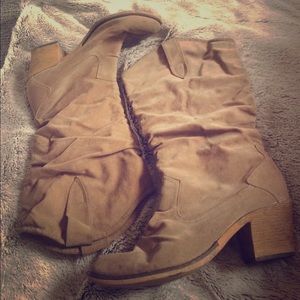Tan Block Heel Boots
