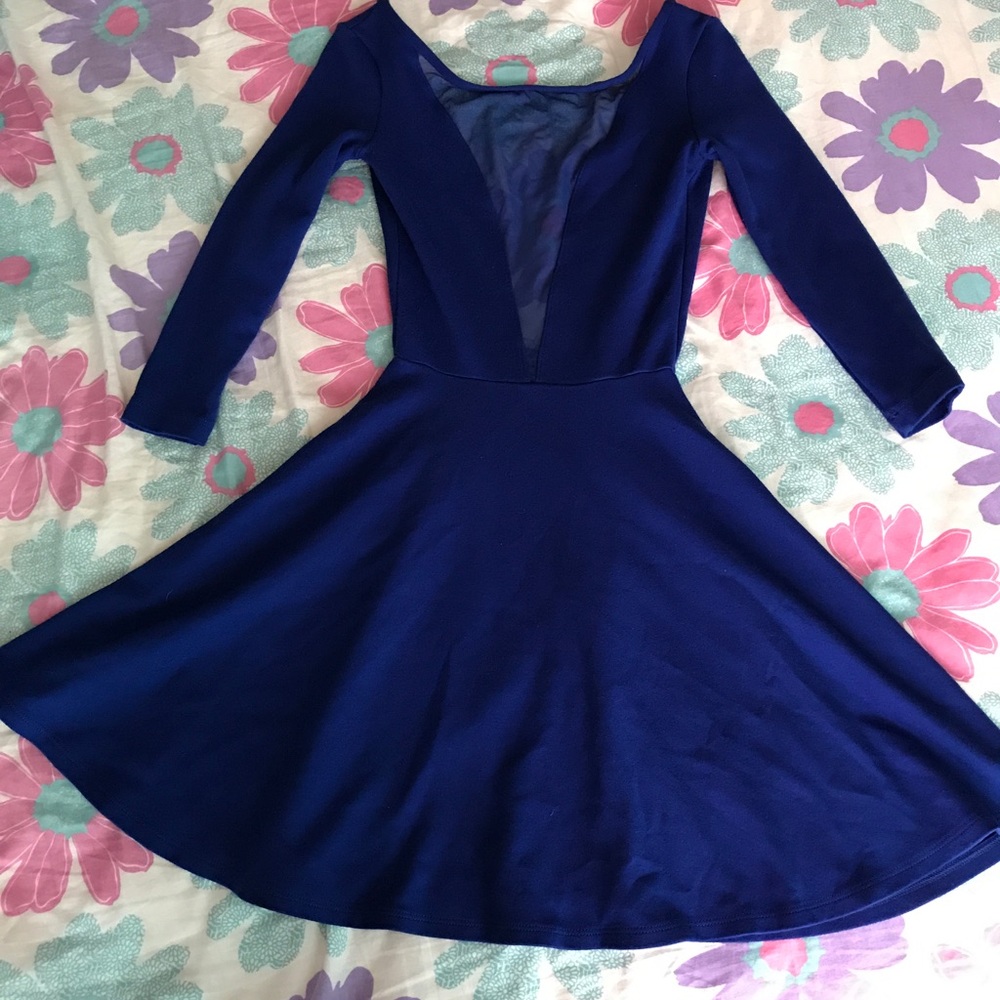 deep v-neck blue dress
