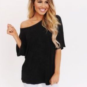 POL Slouchy Acid Wash Tee