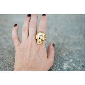 Solid brass skull ring